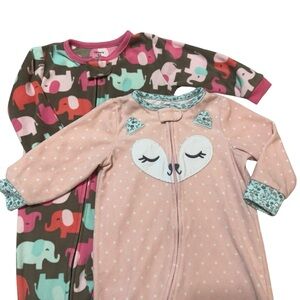 Carters Fleece Footie Sleeper Elephant Fox Baby Girl 12 months